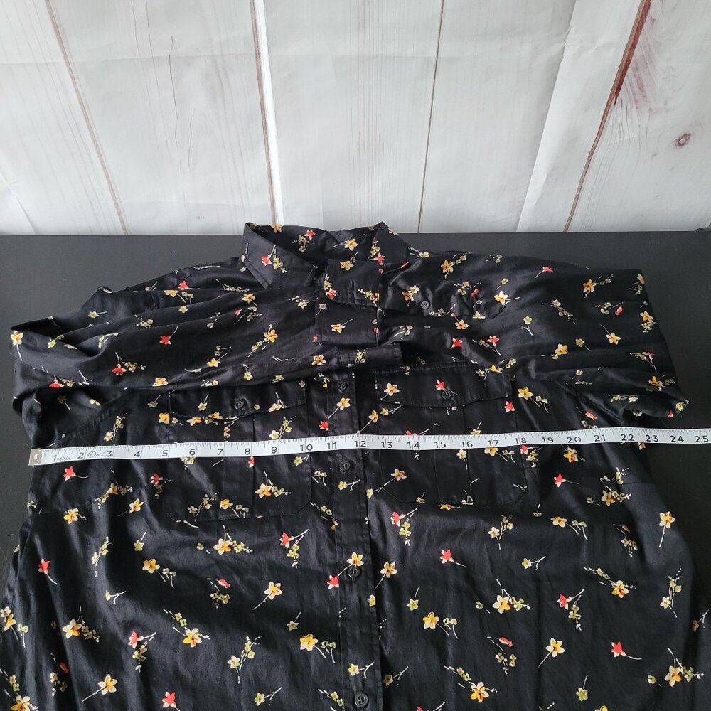Lauren Ralph Lauren Black Floral Print Blouse, 100% Cotton, Women’s 1X, Floral - Picture 8 of 9